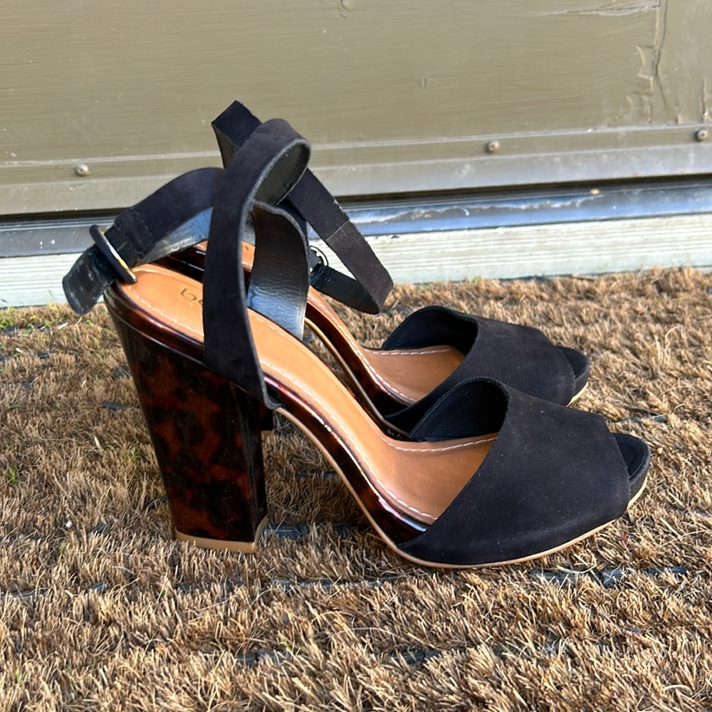 Baldi London Heels With Tortoise Shell Details Black Strappy Sandals Sz 8